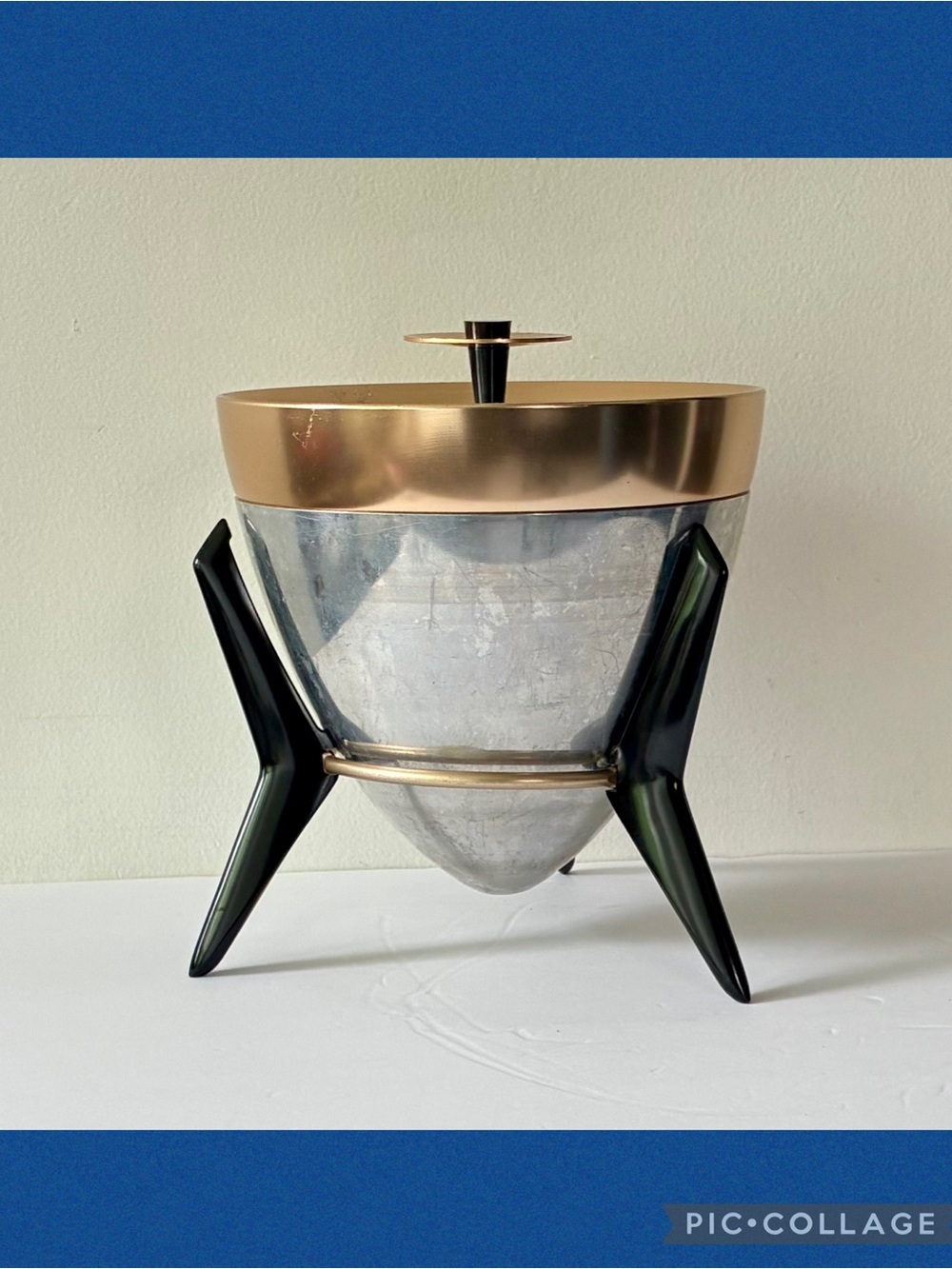 Mid-Century Modern (MCM) C1959 Mirro Atomic Hot & Cold Server or Ice Bucket